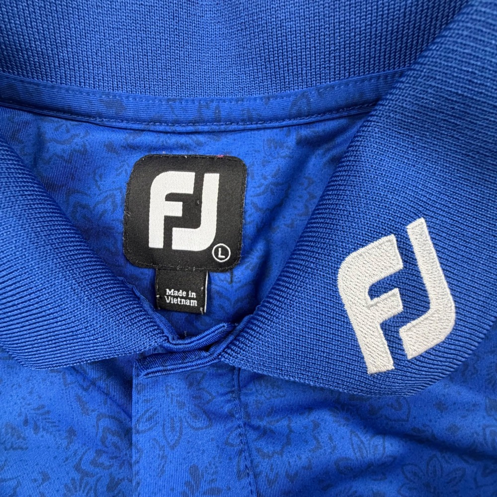 FootJoy Mens Blue Floral Paisley NBC Golf Logo ProDry Polo Shirt Large 1636 - Picture 6 of 11
